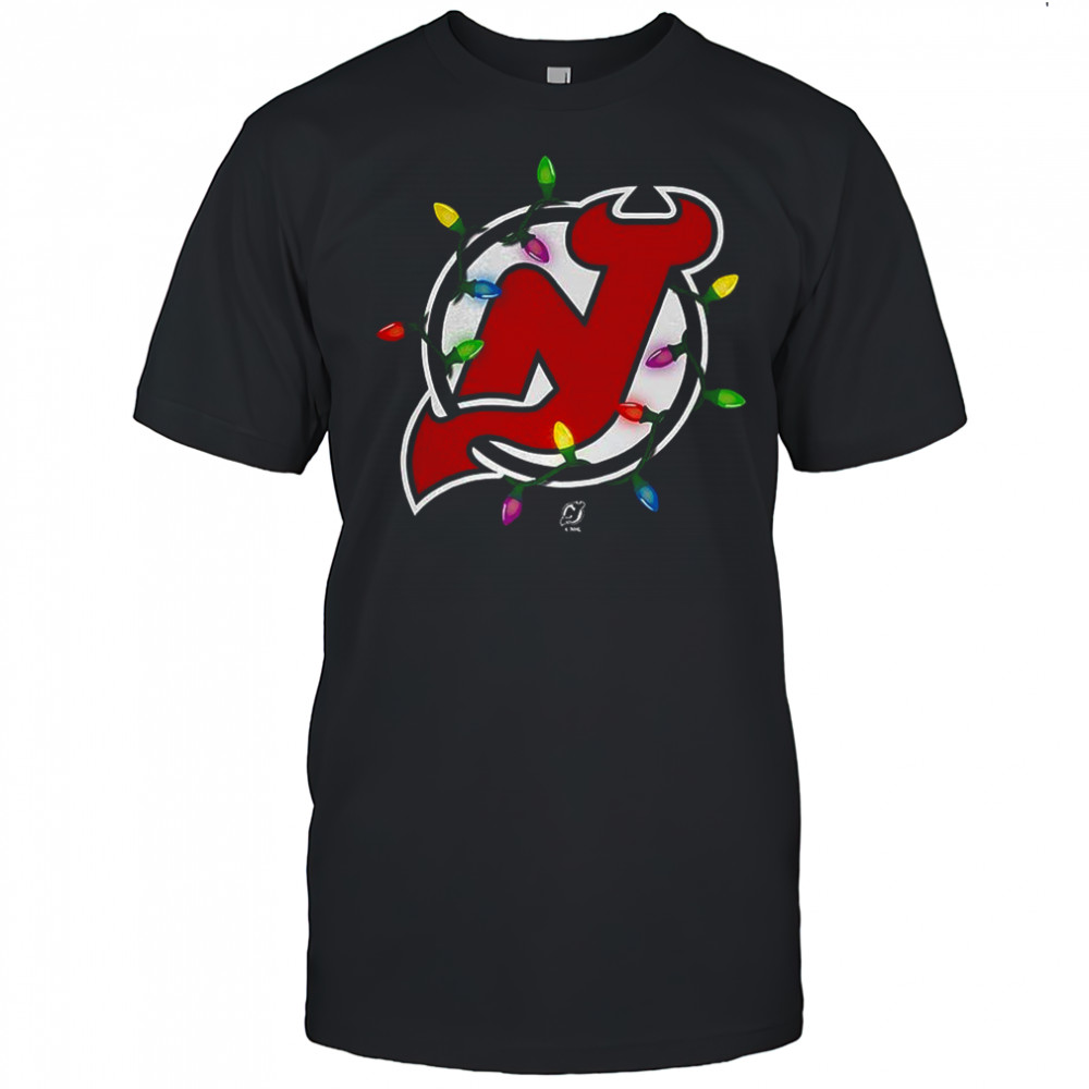 New Jersey Devils logo Holiday Merry Christmas lights shirt