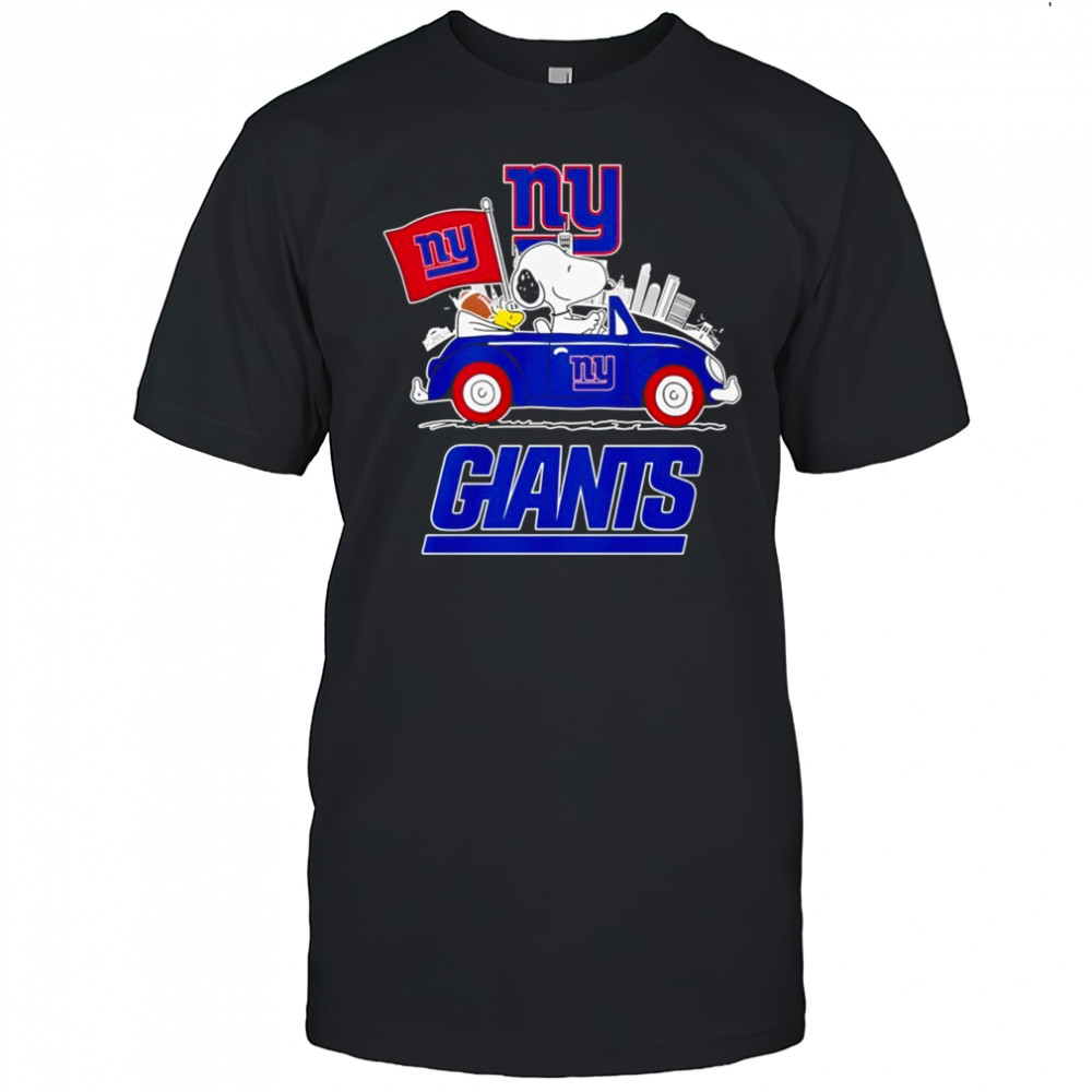 New York Giants x Snoopy and Woodstock drive car shirt