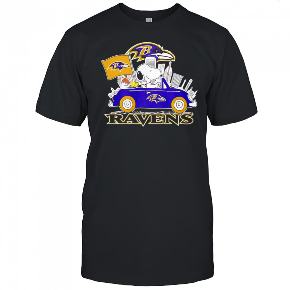 Peanuts x Baltimore Ravens Welcome To The Pound driving car shirt