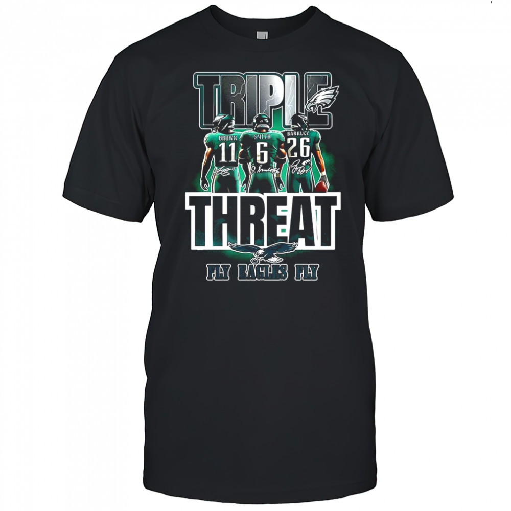 Philadelphia Eagles NFL 2025 Triple threat Fly Eagles Fly signature shirt