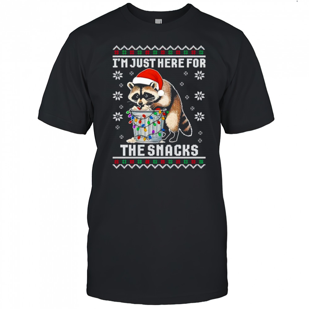 Raccoon Christmas i’m just here for the snacks shirt