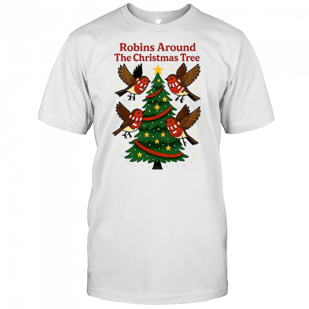 Robins around the Christmas tree Cheltenham town shirt