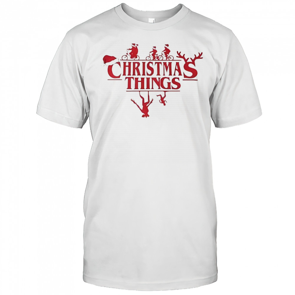Santa hat riding a bicycle Christmas Things shirt