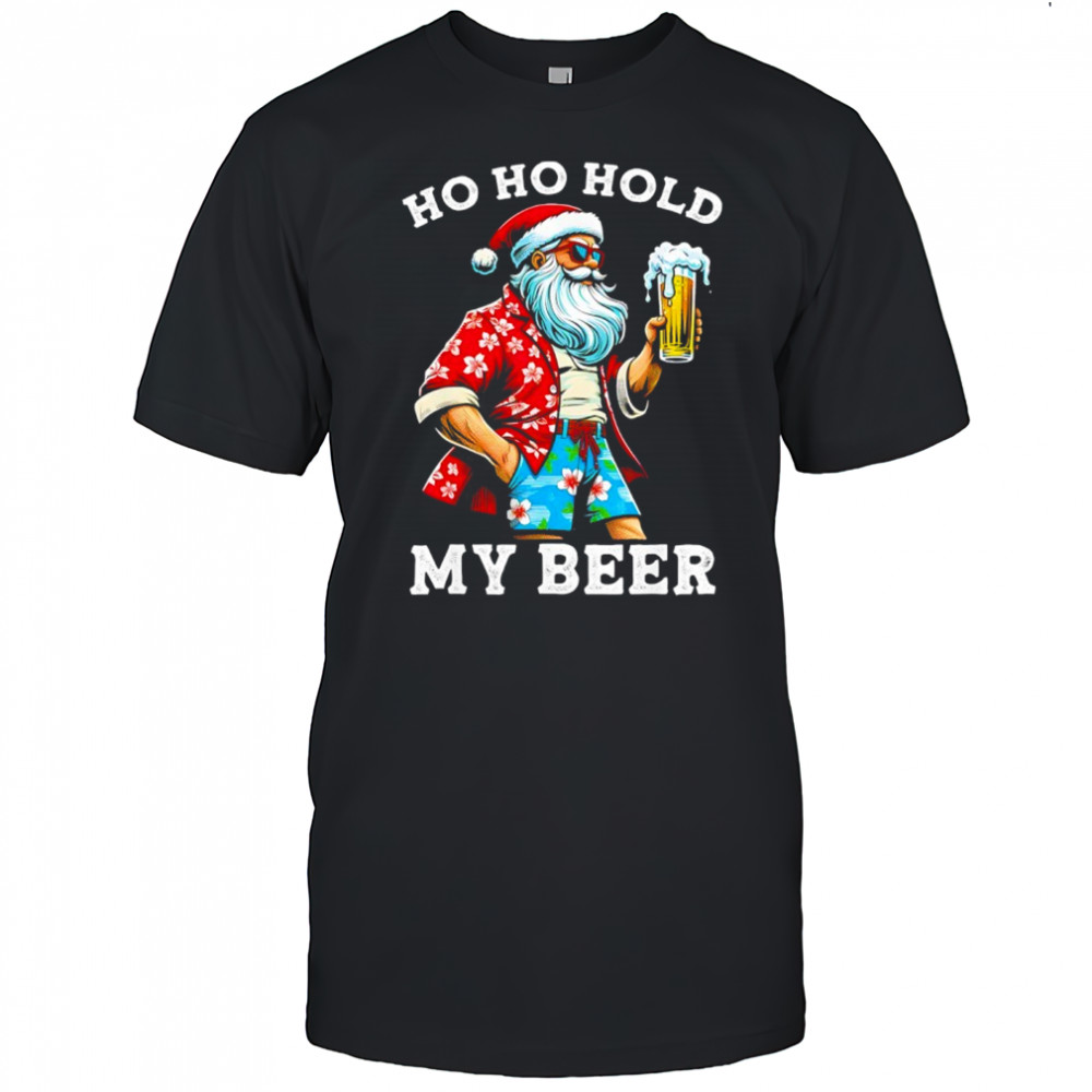 Santa With Sunglasses and Beer Christmas shirt
