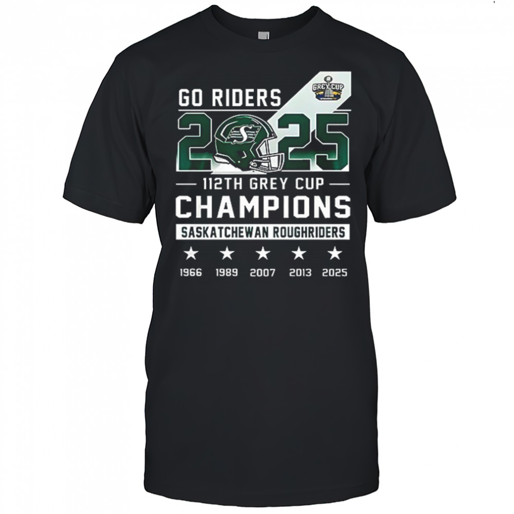 Saskatchewan Roughriders 112th Grey Cup 2025 champions name roster shirt