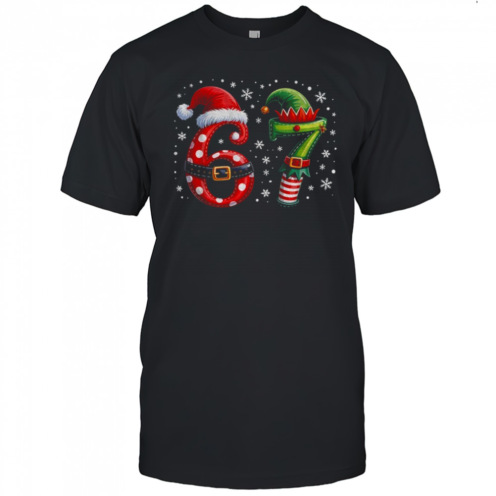 Six Seven Santa hat Elf 6 7 meme Merry Christmas 2025 shirt