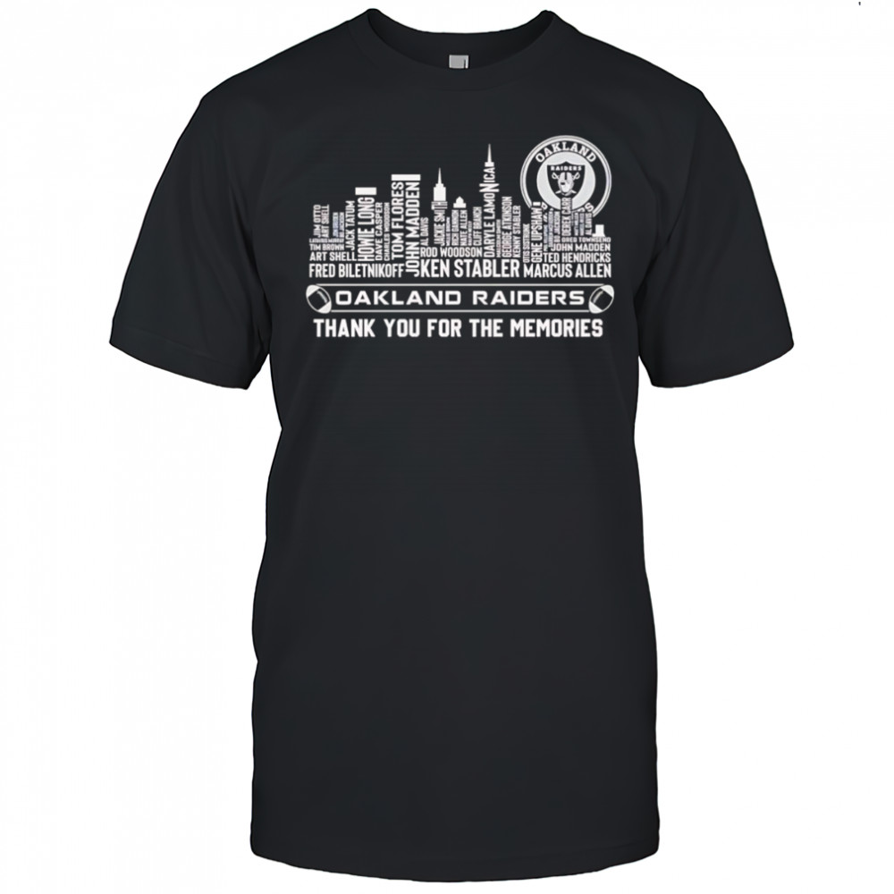 Skyline Name Oakland Raiders Thank You For The Memories Shirt