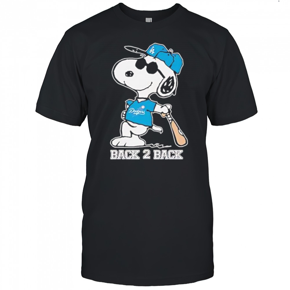 Snoopy wearing Dodgers Back 2 Back pose shirt