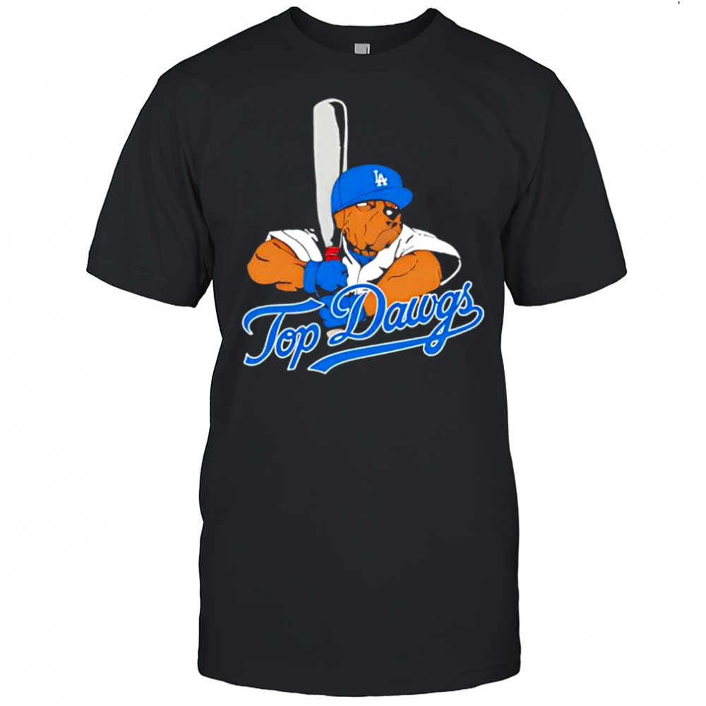 Top Dawgs x Los Angeles Dodgers bulldog mascot shirt