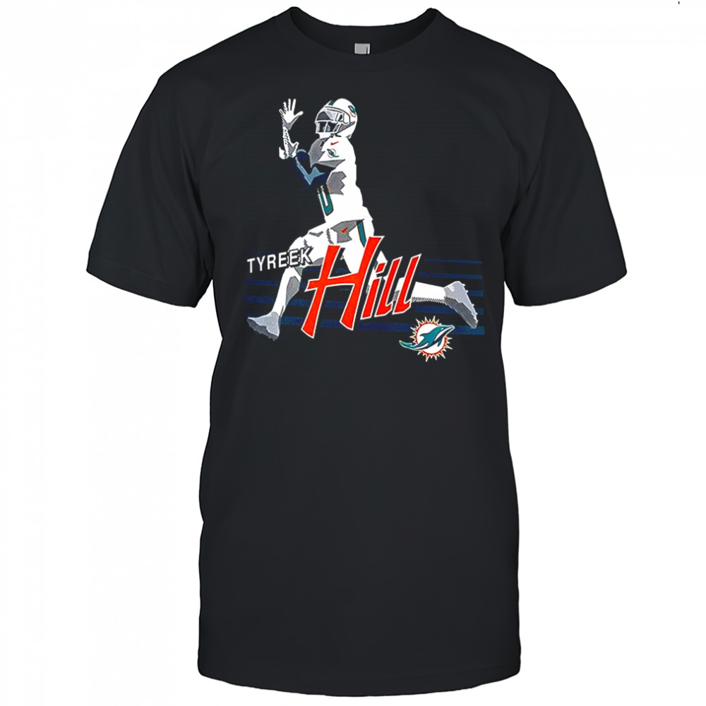 Tyreek Hill Miami Dolphins football receiving the ball shirt