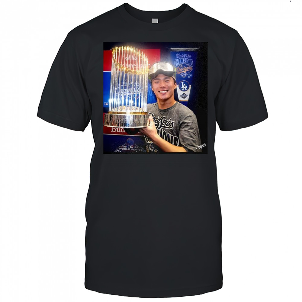Yoshinobu Yamamoto Los Angeles Dodgers World Series 2025 Champions trophy shirt
