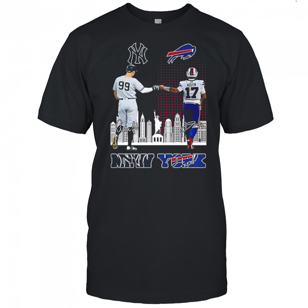 Aaron Judge New York Yankees touch hand Josh Allen Buffalo Bills 2025 Legendary stars shirt
