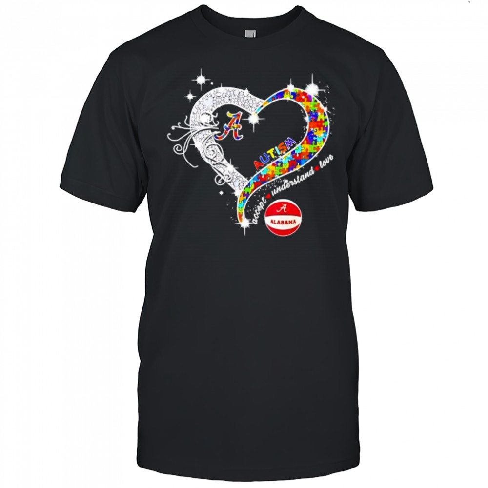 Alabama Crimson Tide Autism Accept Understand Love Heart Diamond shirt