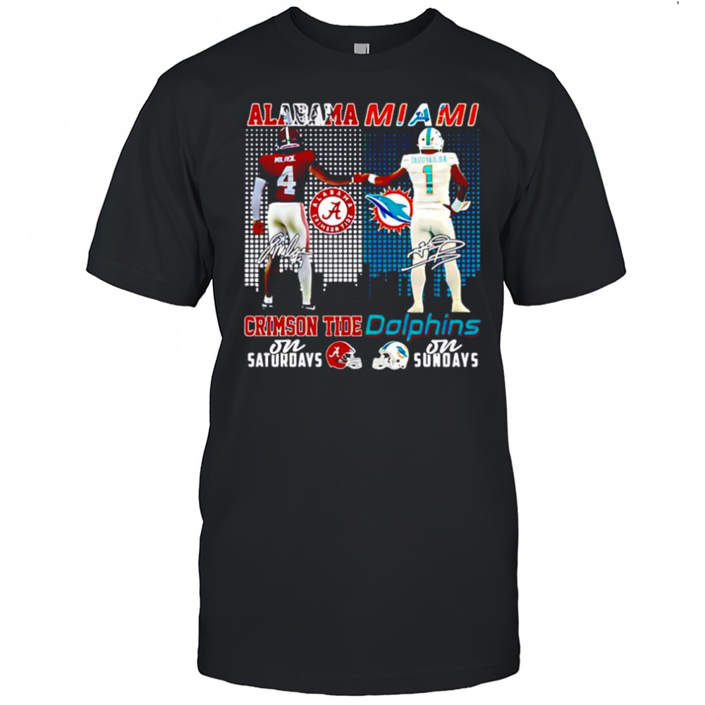 Alabama Miami players first bump signature shirt
