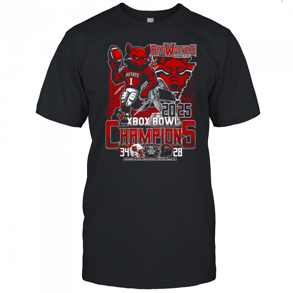 Arkansas State Red Wolves 2025 Xbox Bowl Champions mascot shirt
