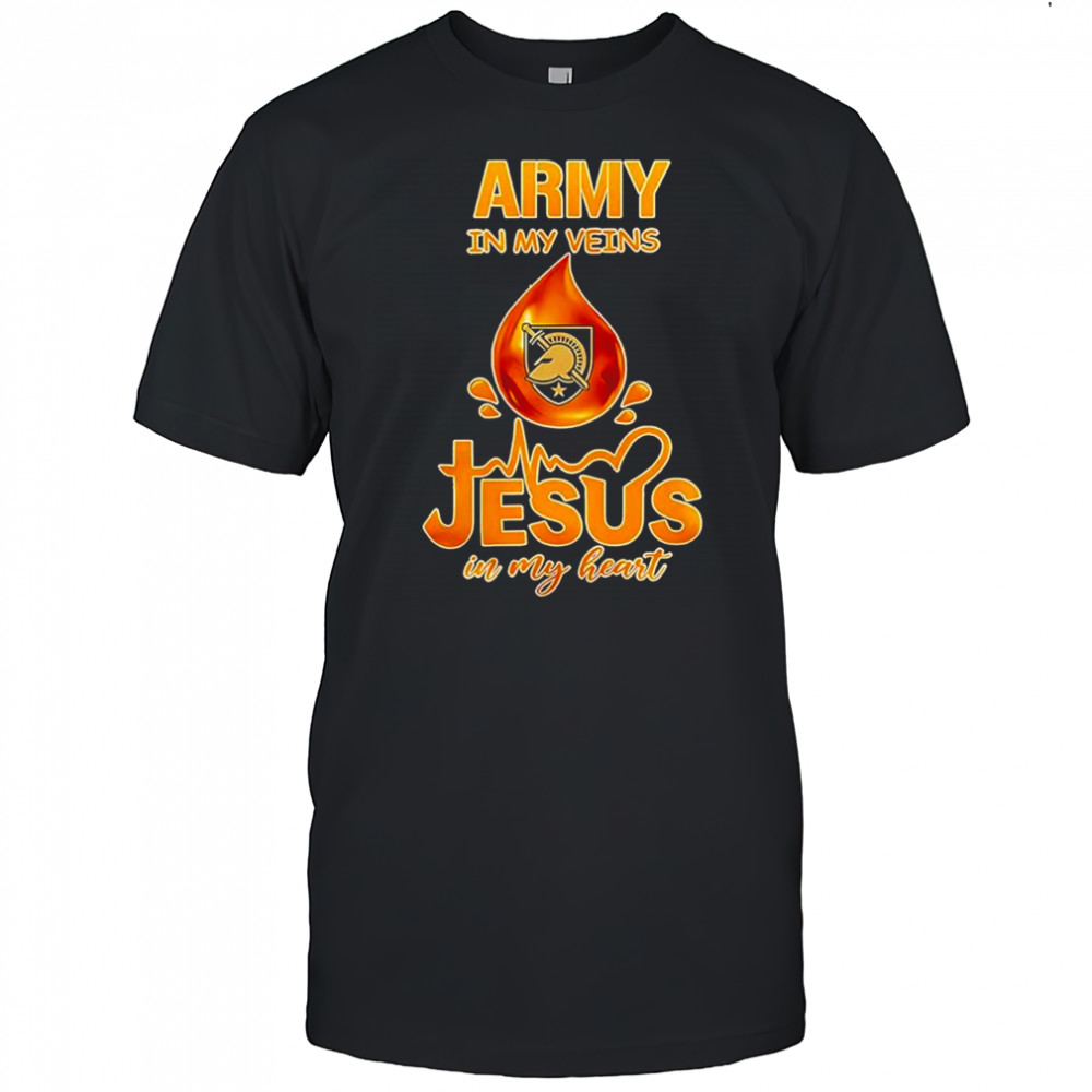 Army Black Knights in my veins Jesus in my heart shirt