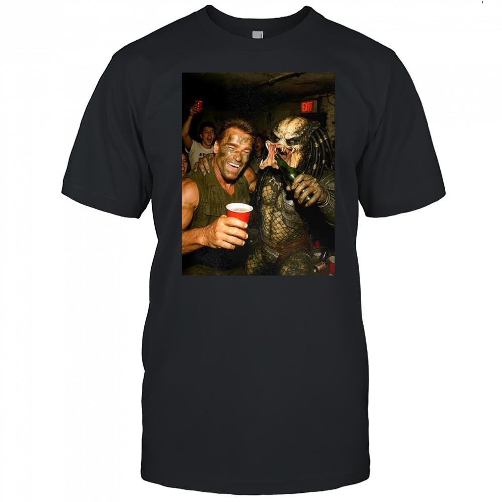 Arnold Schwarzenegger and The Predator party shirt