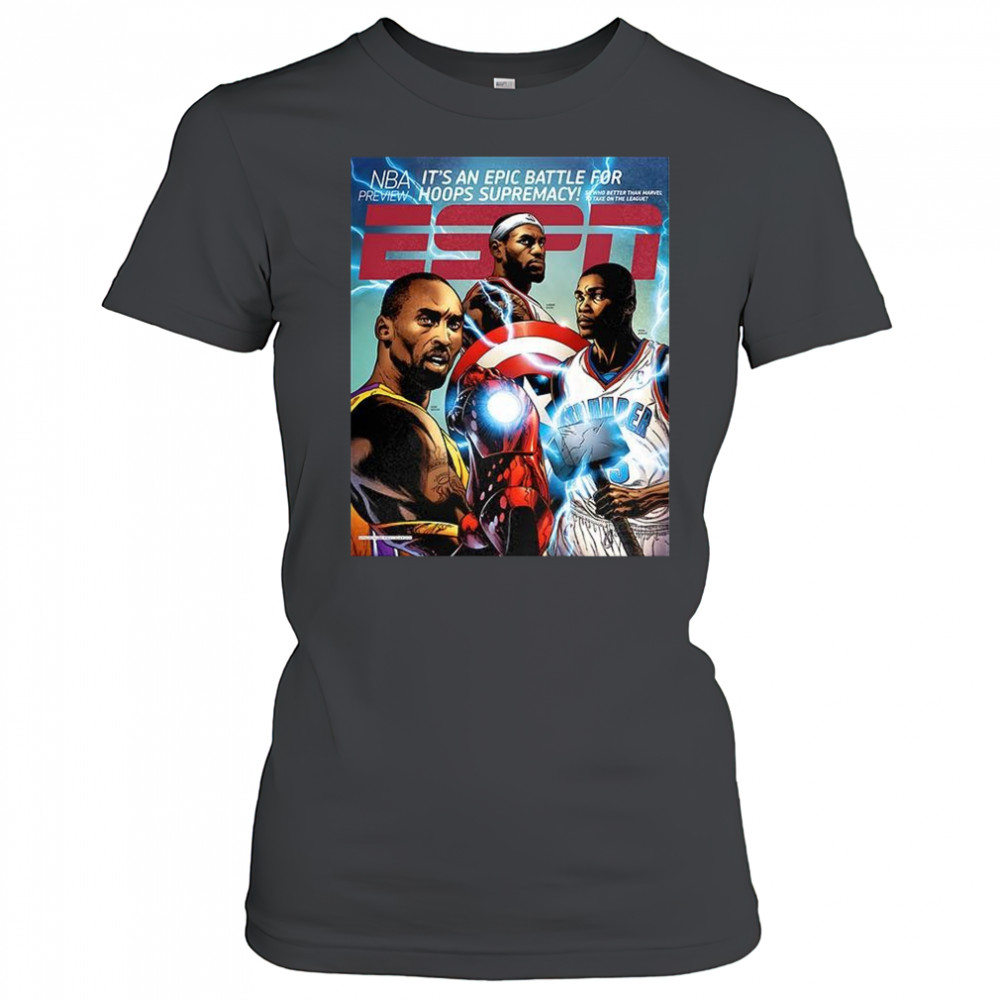 Avengers Kobe Bryant Lebron James and Kevin Durant ESPN shirt