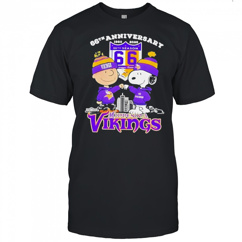 Charlie Brown touch hand Snoopy X Minnesota Vikings 66th anniversary 1960 2026 skyline shirt