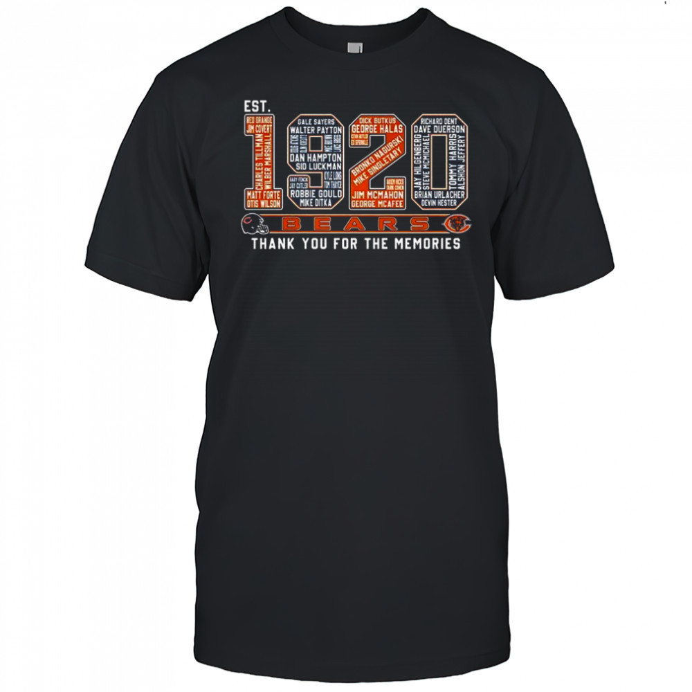 Chicago Bears NFL est 1920 thank you for the memories player name shirt