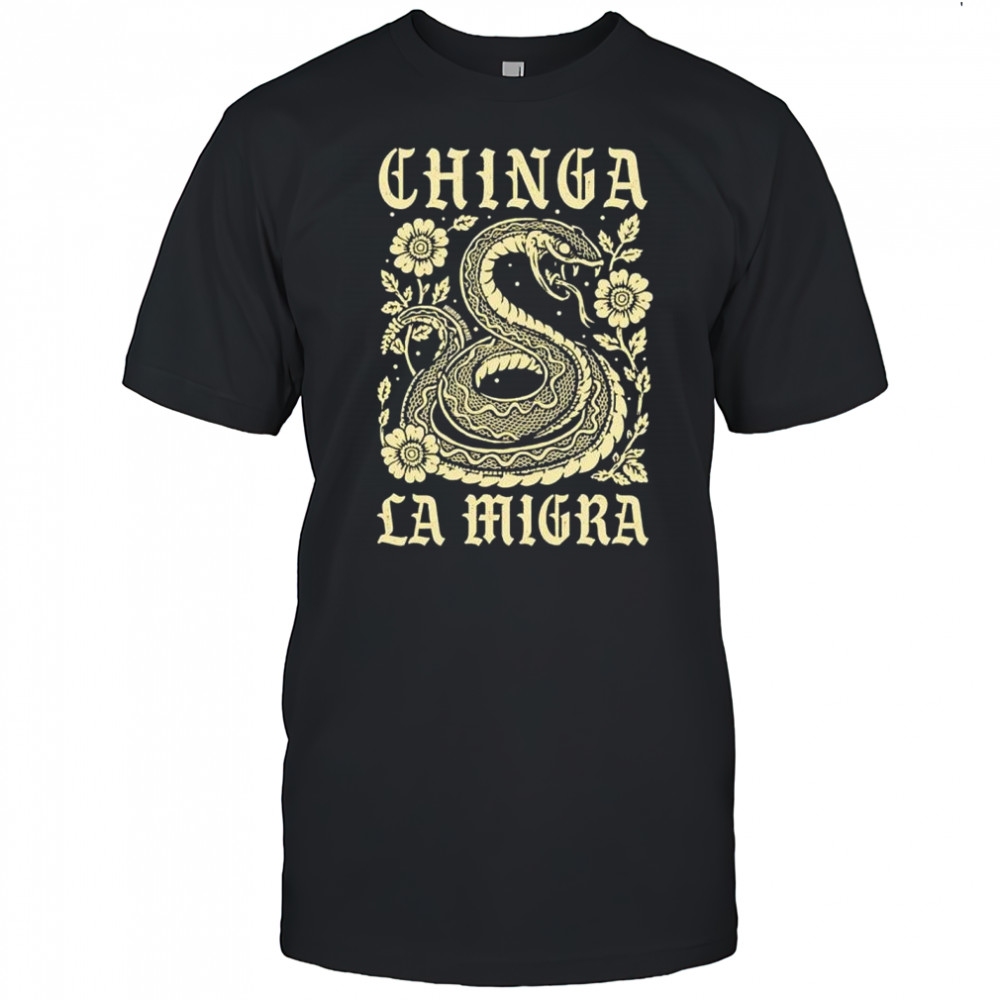 Chinga La Migra Snake graphic shirt