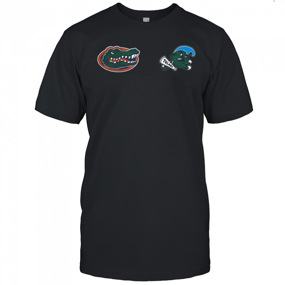 Coach Jon Sumrall Tulane Green Wave and Florida Gators logo shirt