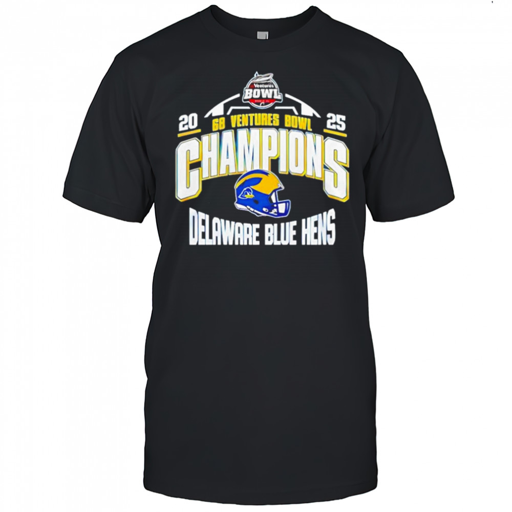 Delaware Blue Hens 2025 68 Ventures Bowl Champions helmet shirt