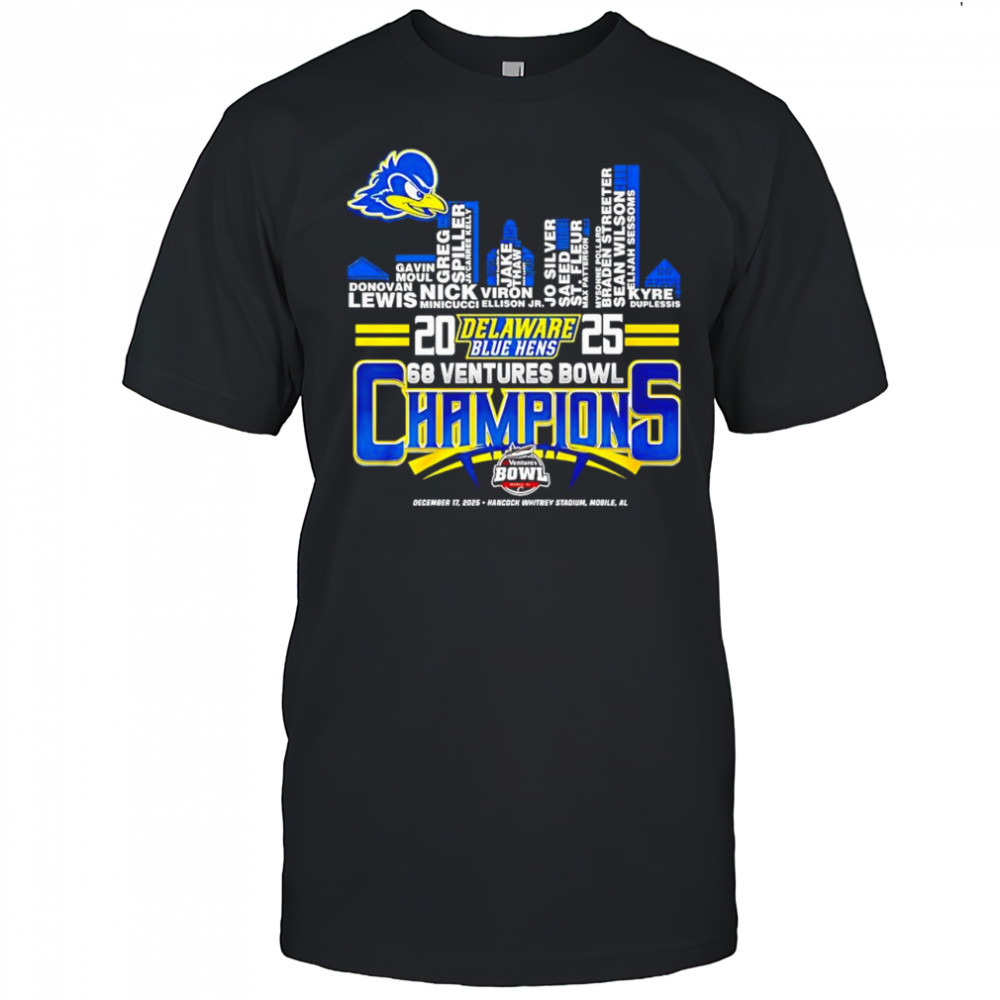 Delaware Fightin’ Blue Hens Champions name players skyline city shirt