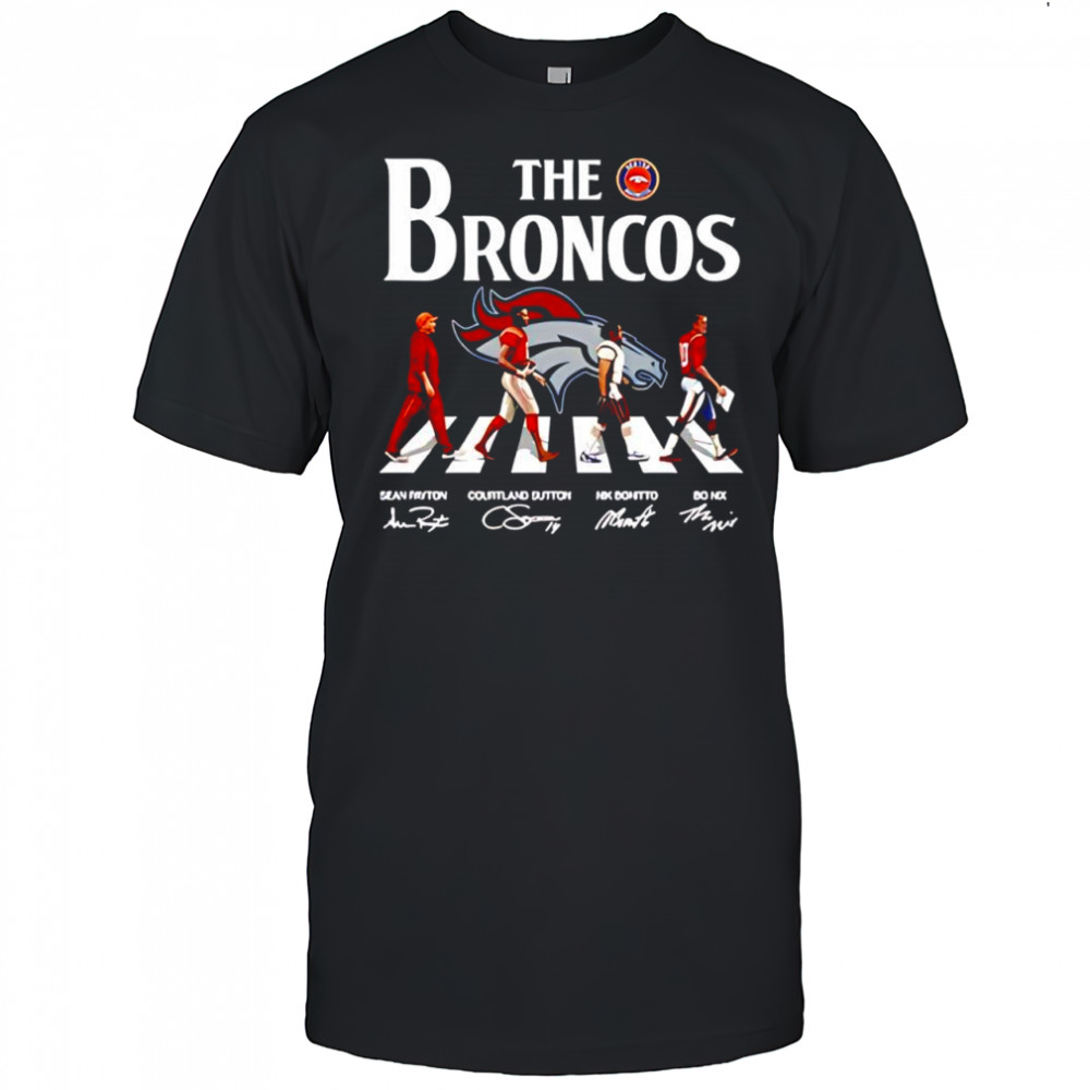Denver Bs The Broncos with Abbey Road players signatures shirt