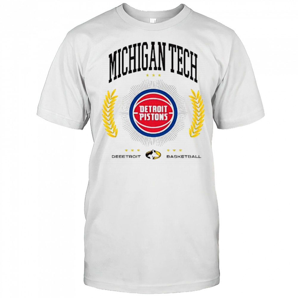 Detroit Pistons and Michigan Tech logos shirt