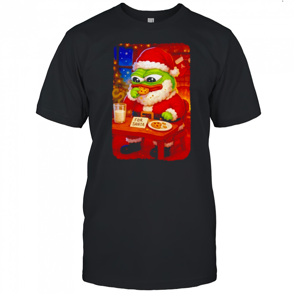Frog Santa eat cookies Christmas shirt