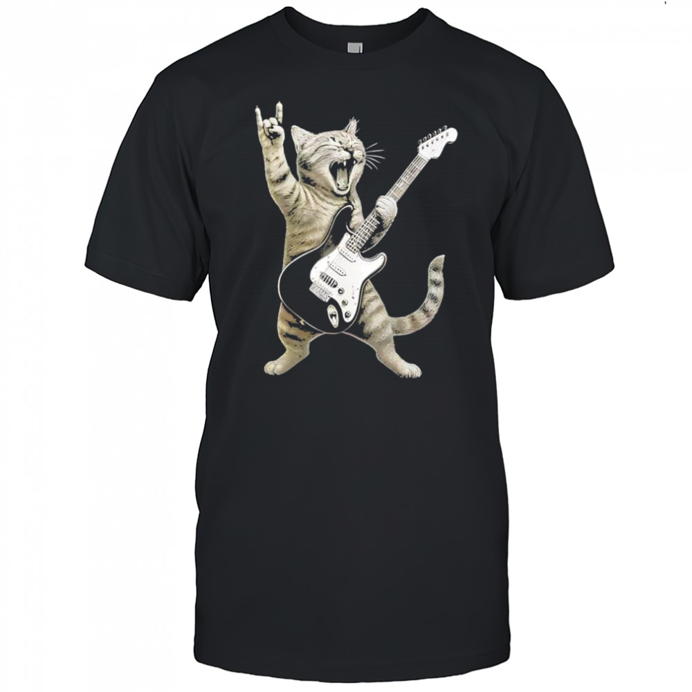 Funny Cat Playing Guitar Rock and Roll shirt