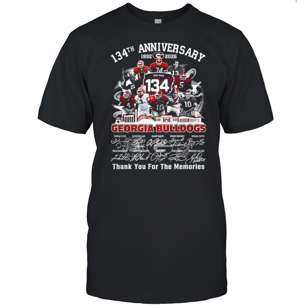 Georgia Bulldogs 134th anniversary 1892-2026 thank you for the memories signature shirt