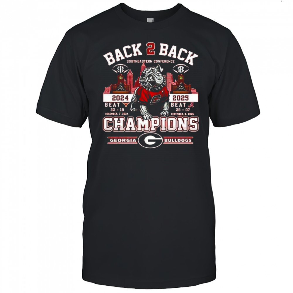 Georgia Bulldogs 2025 Back 2 Back SEC Champions mascot shirt