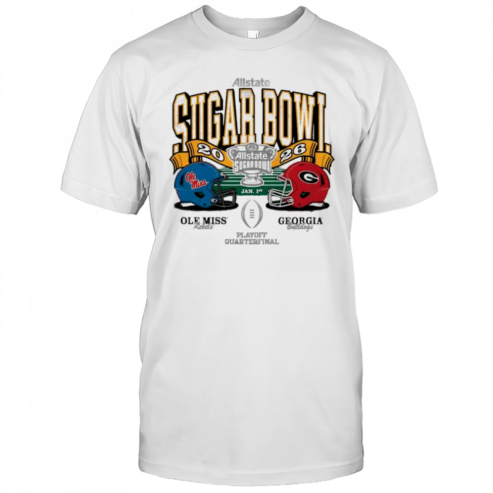 Georgia Bulldogs vs Ole Miss Rebels 2026 Sugar Bowl helmets shirt