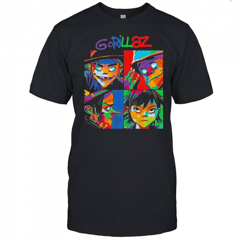 Gorillaz members 2-D Murdoc Niccals Noodle Russel Hobbs graphic shirt