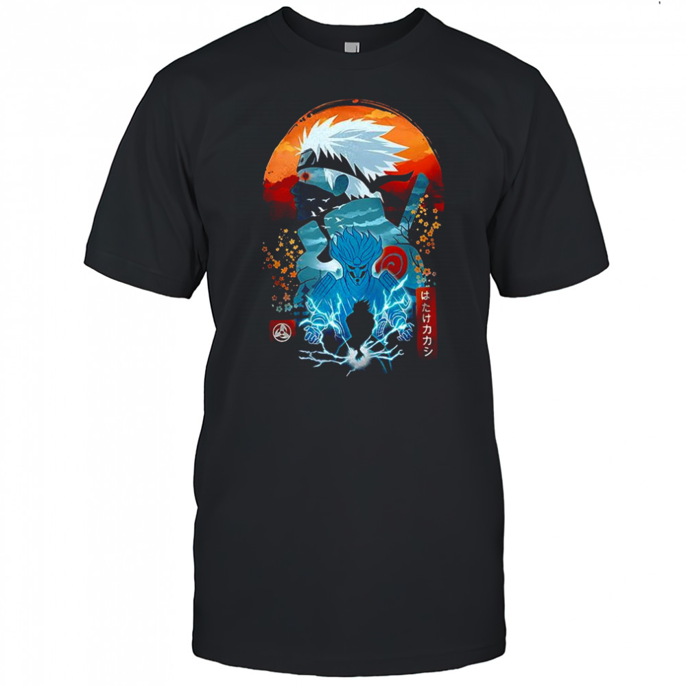 Hatake Kakashi Naruto anime chidori silhouette and susanoo Ukiyo-e shirt