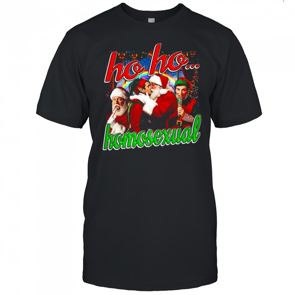 Ho Ho Homosexual Santa kiss elf Christmas shirt