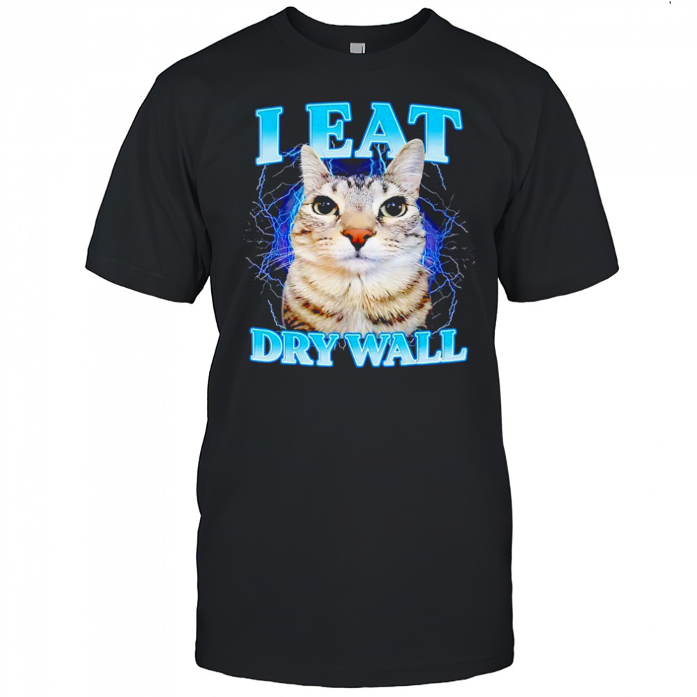 I eat dry wall silly cat shirt