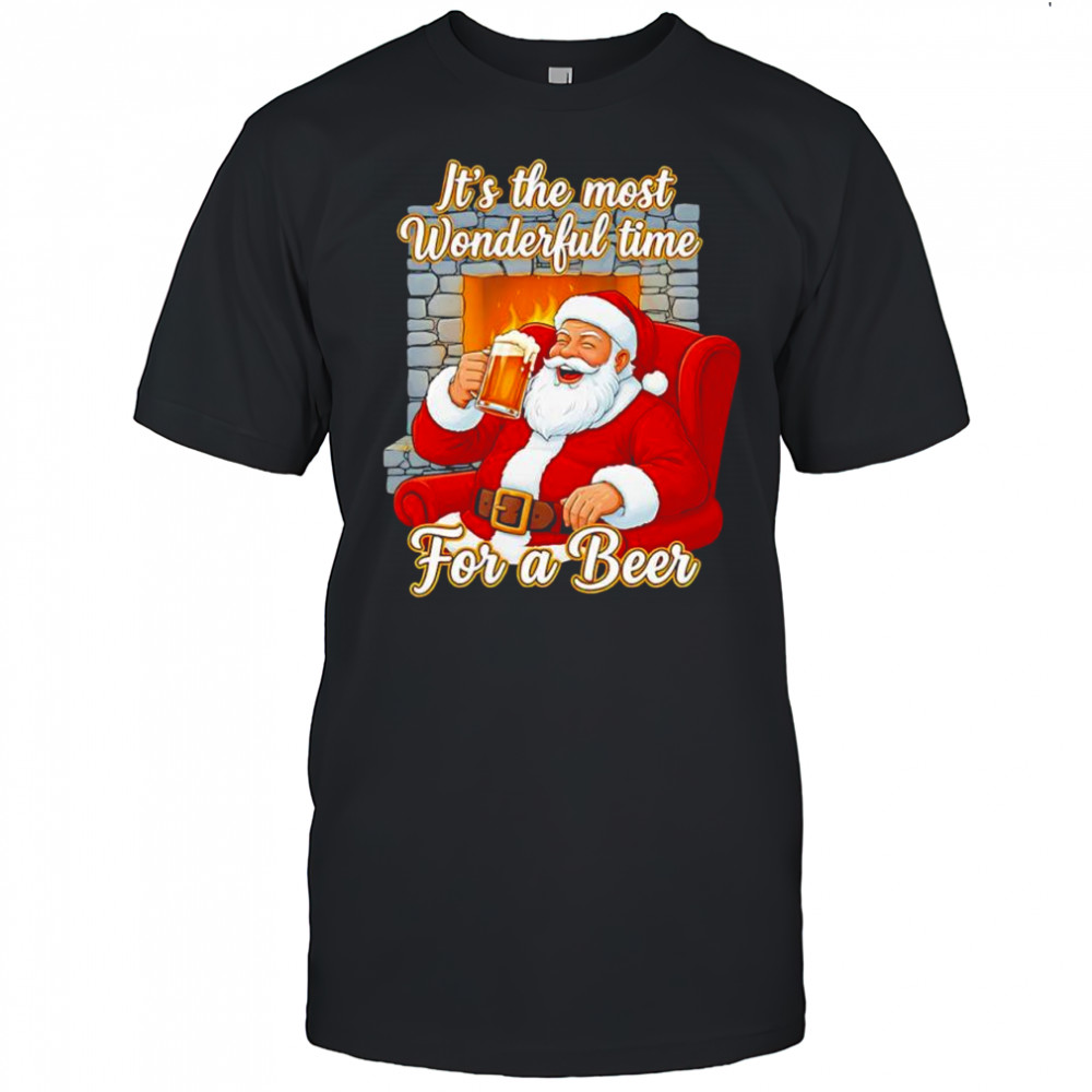 It’s the most wonderful time for a beer Santa Claus drink beer shirt