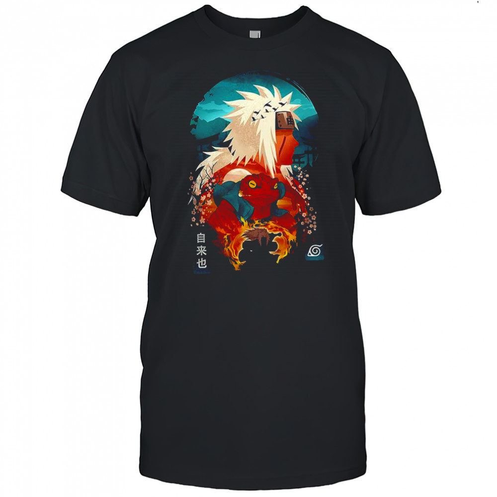Jiraiya Naruto anime Toad Sage silhouette and Gamabunta Ukiyo-e shirt