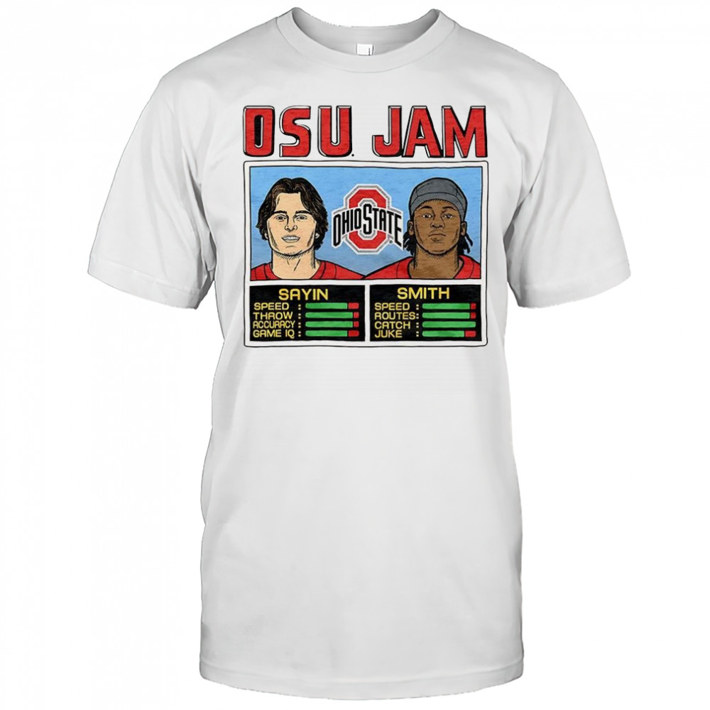 Julian Sayin and Jeremiah Smith Ohio State Buckeyes football JAM classic video game shirt
