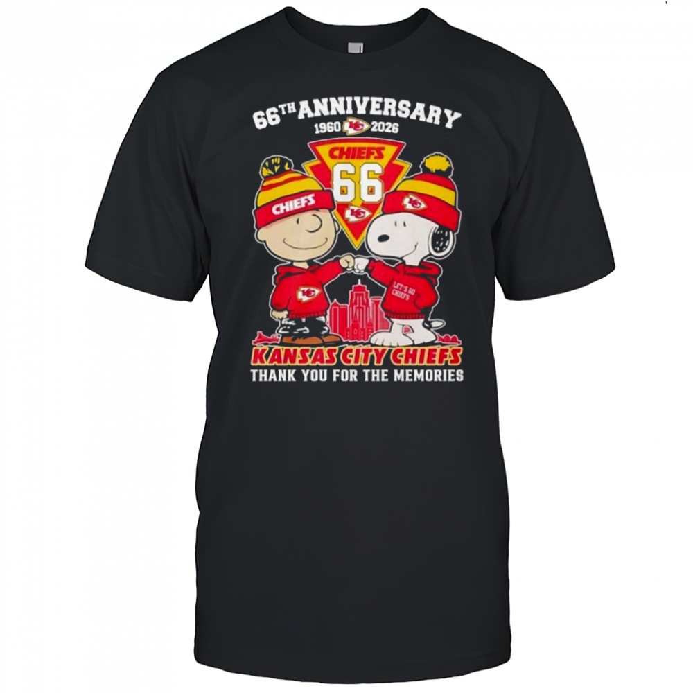 Kansas City Chiefs Outfit With Snoopy And Charlie Brown 66th Anniversary 1960 2026 T-Shirt