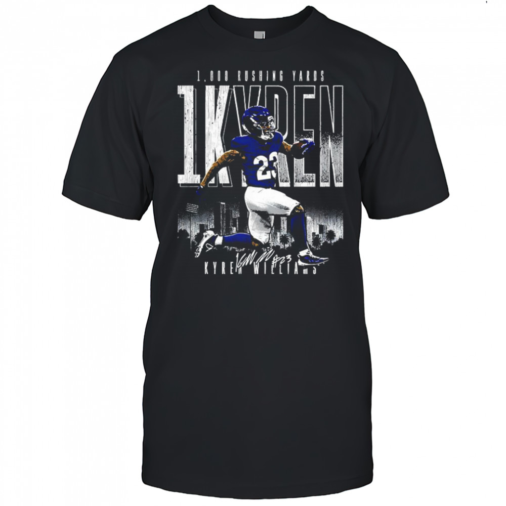 Kyren Williams Los Angeles Rams football 1 Kyren 1000 rushing yards signature shirt