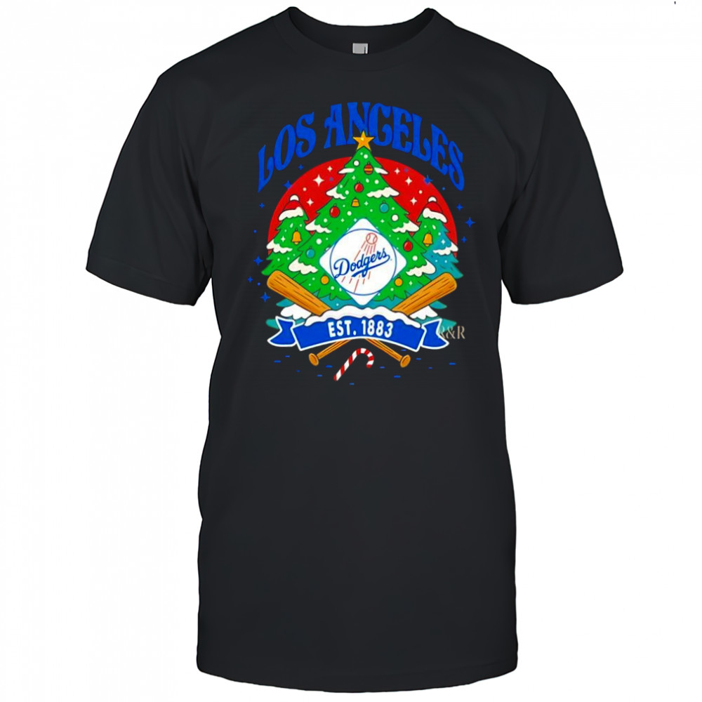 Los Angeles Dodgers ugly Christmas tree motif est 1883 logo shirt