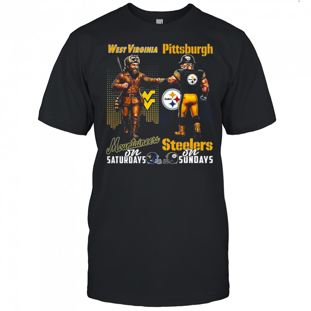 Mascot West Virginia Mountaineers on saturdays and Pittsburgh Steelers and sundays shirt