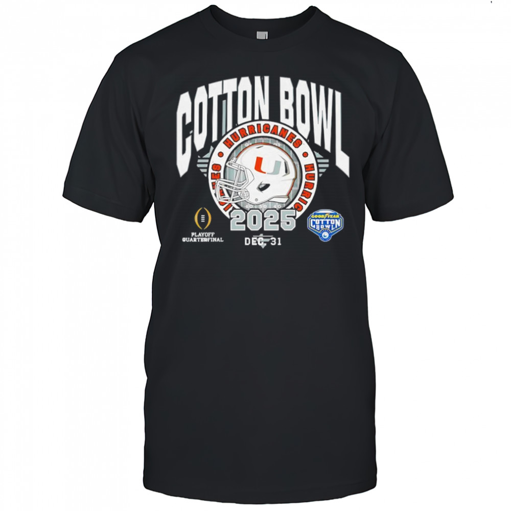 Miami Hurricanes 2025 Cotton Bowl helmets shirt