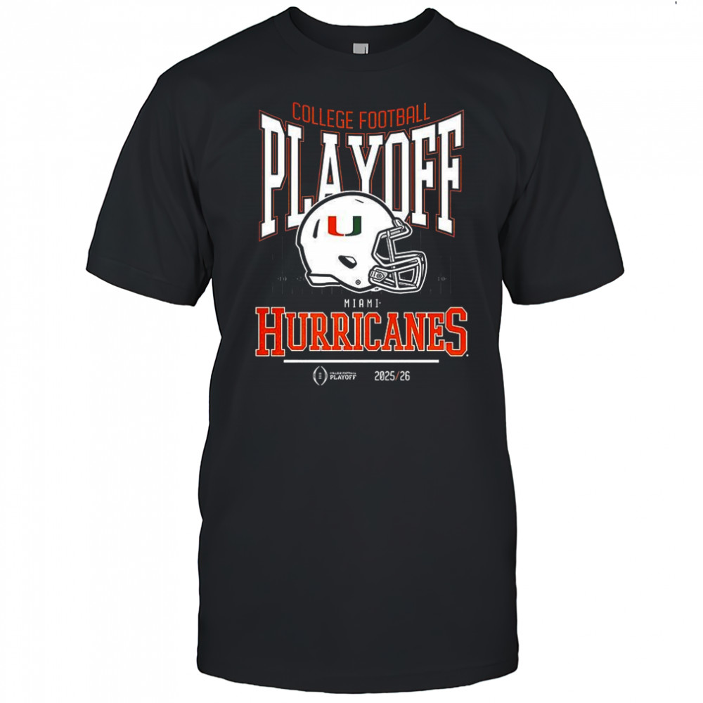 Miami Hurricanes NCAA 2025 2026 College Football Playoff curved helmet shirt