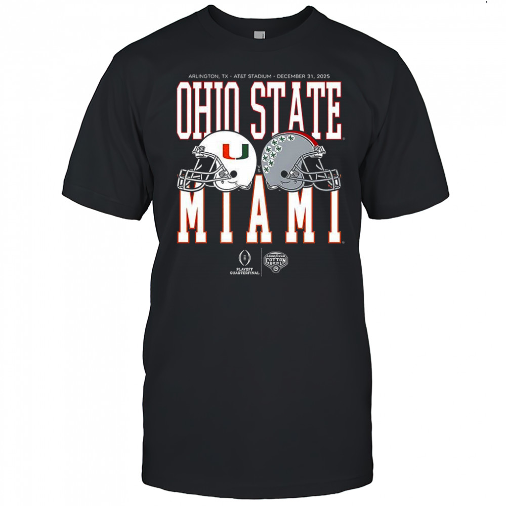 Miami Hurricanes vs Ohio State Buckeyes NCAA Cotton Bowl Classic 2025 matchup AT&T stadium shirt