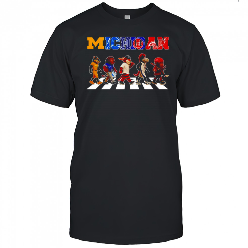 Michigan sports team abbey road signatures Mascot shirt